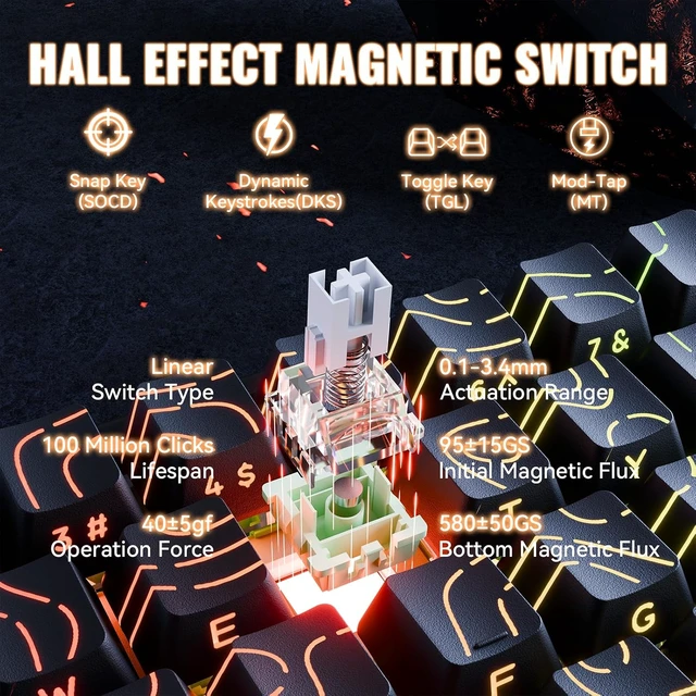 Alt view image 5 of 7 - X68MAX HE Wired RT RGB Mechanical Gaming Keyboard-BlackContour