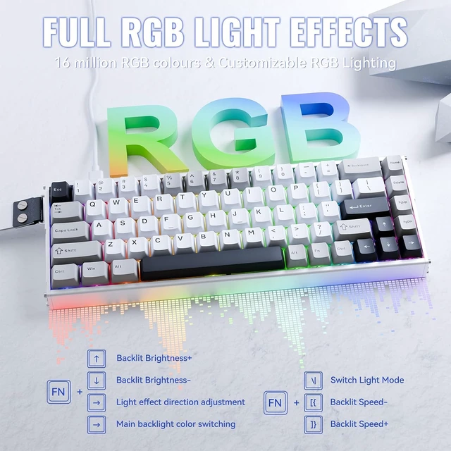 Alt view image 7 of 7 - X68MAX HE Wired RT RGB Mechanical Gaming Keyboard-Star White