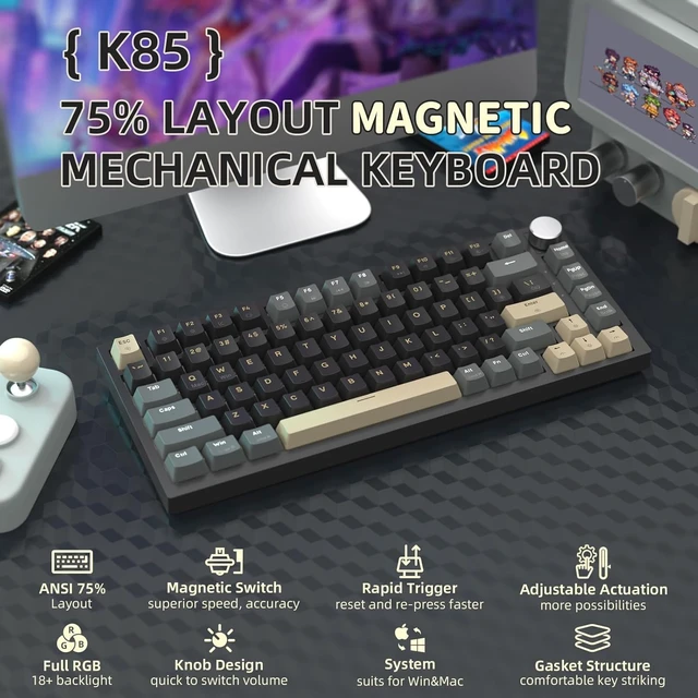 Alt view image 2 of 7 - K85 RT 75% Wired RGB Mechanical Gaming Keyboard Gasket-Black