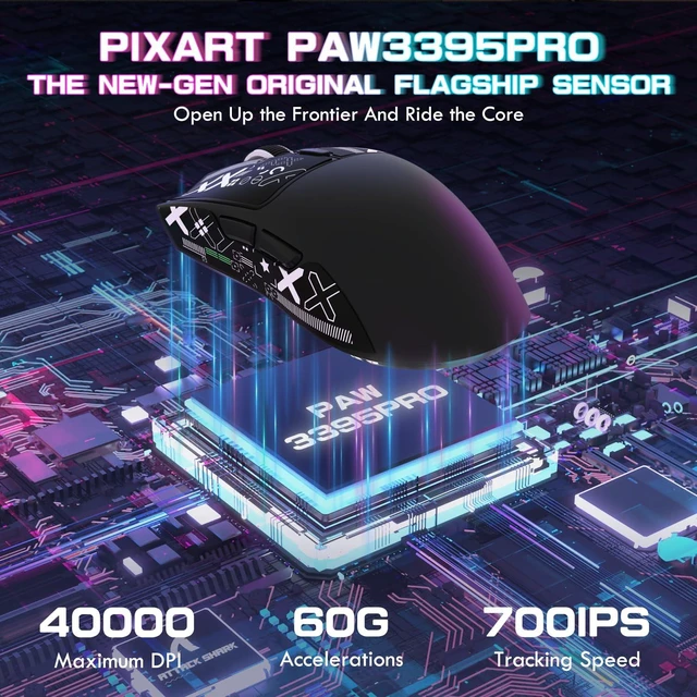 Alt view image 3 of 7 - X1 Ultralight Tri Mode Wireless 40000 DPI Gaming Mouse-Black