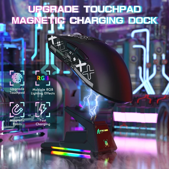 Alt view image 6 of 7 - X1 Ultralight Tri Mode Wireless 40000 DPI Gaming Mouse-Black
