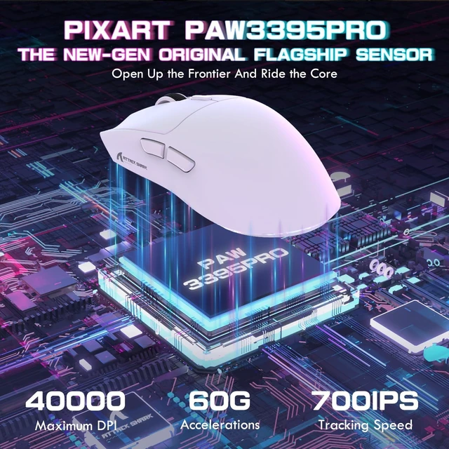 Alt view image 3 of 7 - X1 Ultralight Tri Mode Wireless 40000 DPI Gaming Mouse-White