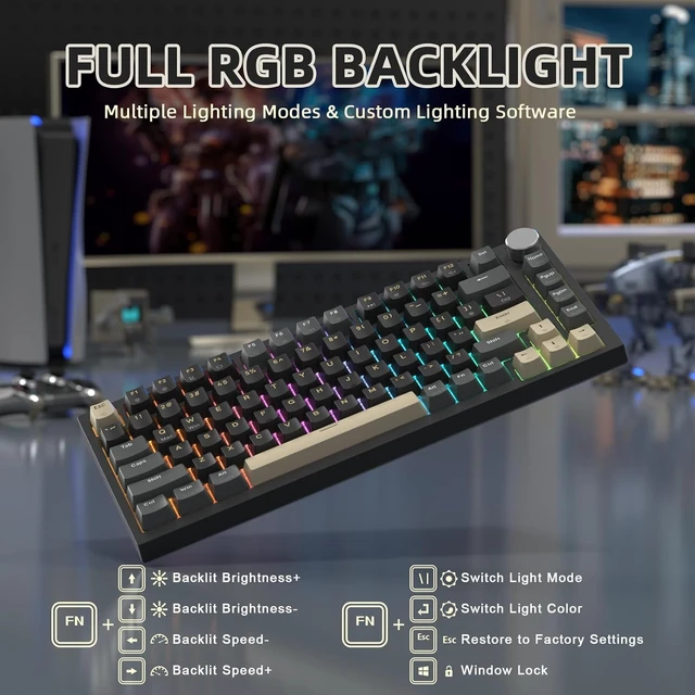 Alt view image 6 of 7 - K85 RT 75% Wired RGB Mechanical Gaming Keyboard Gasket-Black