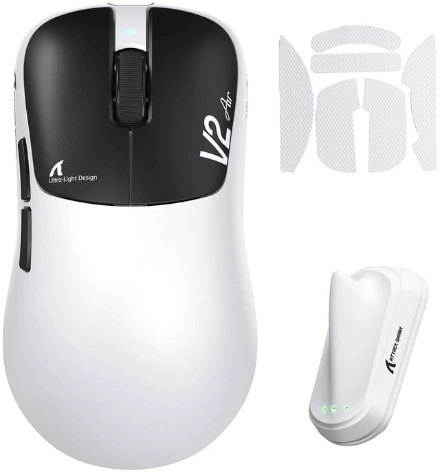 Main image of V2AIR Wireless 8K Gaming Mouse,52g Ultralight-White Black+Tape