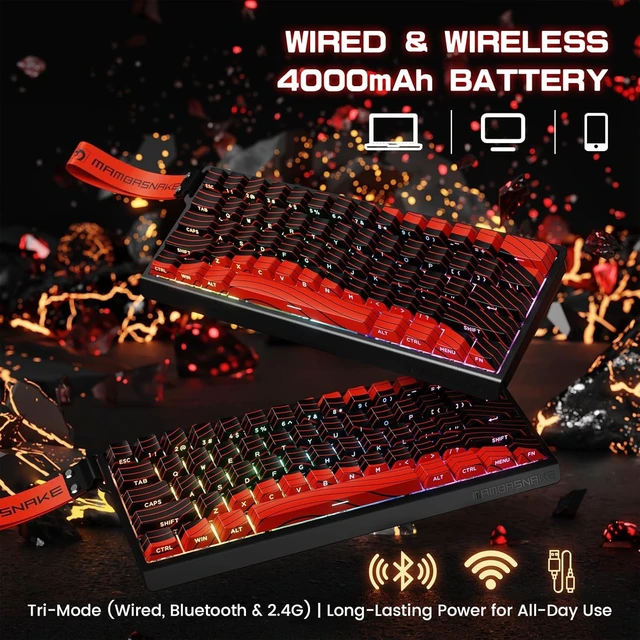Alt view image 6 of 7 - MAMBASNAKE X60 HE Wireless 8K Mechanical RT Keyboard-Black Red