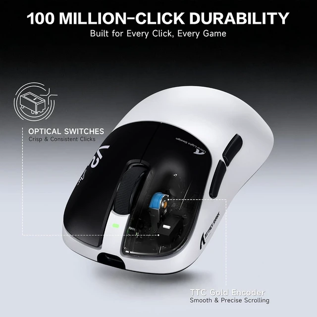 Alt view image 6 of 7 - V2 AIR Wireless 8K Gaming Mouse,52g Lightweight-White Black