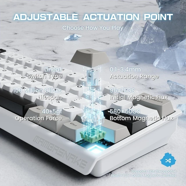 Alt view image 4 of 7 - MAMBASNAKE X60HE Wireless 8K Mechanical RT Keyboard-Star White
