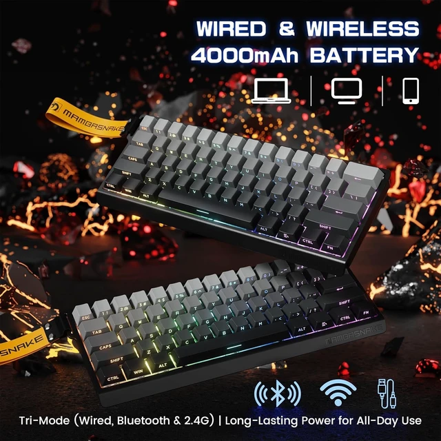 Alt view image 7 of 7 - MAMBASNAKE X60 HE Wireless 8K Mechanical RT Keyboard-Moonlight