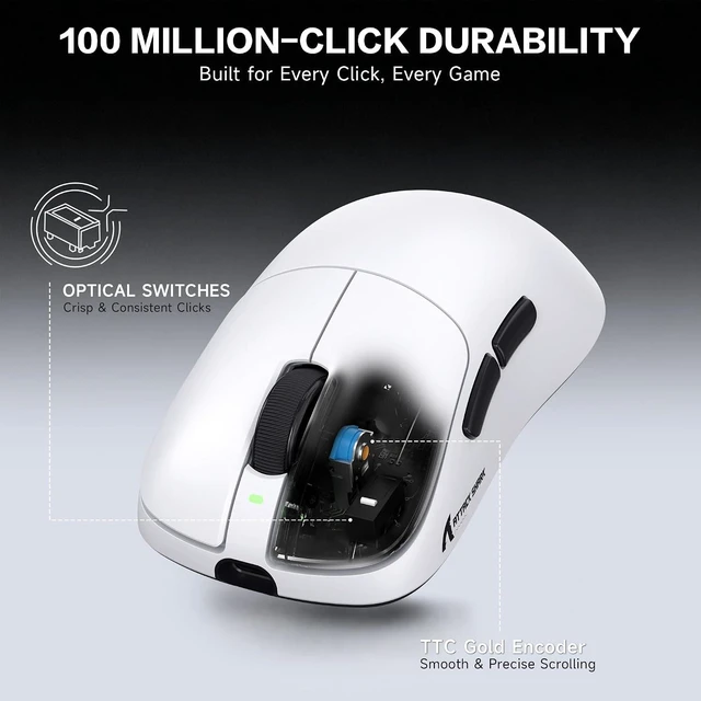 Alt view image 6 of 7 - V2 AIR Wireless 8K Gaming Mouse,52g Lightweight-White+Tape