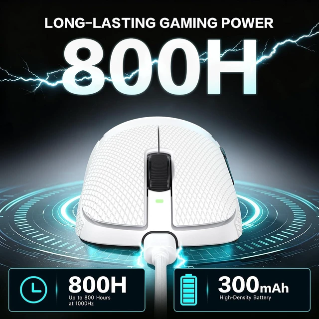 Alt view image 7 of 7 - V2 AIR Wireless 8K Gaming Mouse,52g Lightweight-White+Tape