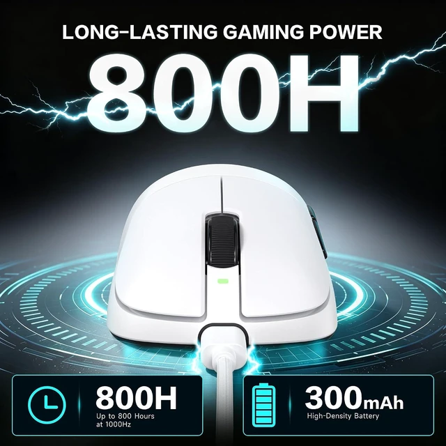 Alt view image 7 of 7 - V2 AIR Wireless 8K Polling Gaming Mouse,52g Lightweight-White