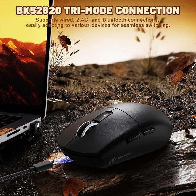 Alt view image 2 of 7 - Attack Shark G3 Ultralight 59g Wireless Gaming Mouse-Black