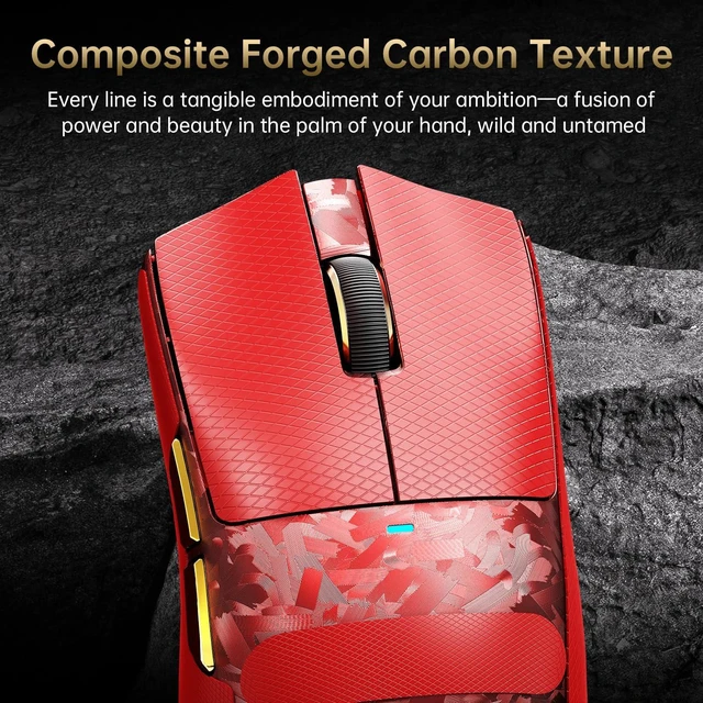 Alt view image 6 of 7 - X11 Ultra 8K Carbon Fiber Tri Mode Wireless Gaming Mouse-Red