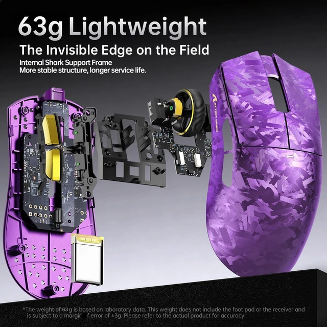 Alt view image 7 of 7 - X11Ultra 8K Carbon Fiber Tri Mode Wireless Gaming Mouse-Purple