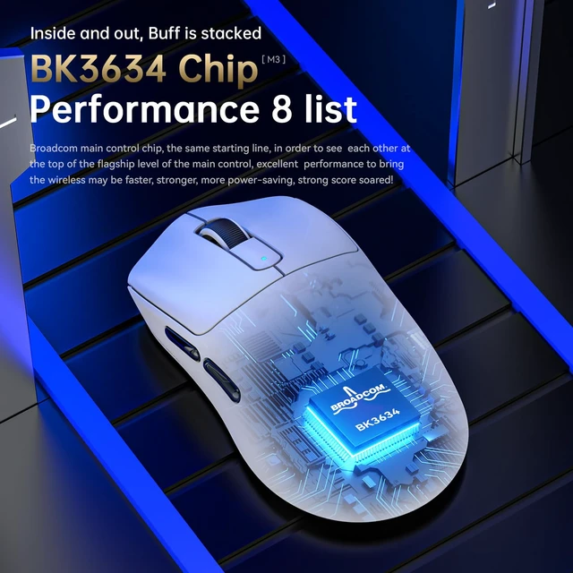 Alt view image 4 of 7 - M3 Ultralight 39g Tri Mode 40K DPI Wireless Gaming Mouse-White