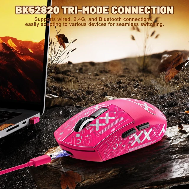 Alt view image 2 of 7 - Attack Shark G3 Ultralight 59g Wireless Gaming Mouse-Red+Tape