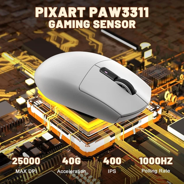 Alt view image 5 of 7 - Attack Shark G3 Ultralight 59g Wireless Gaming Mouse-White