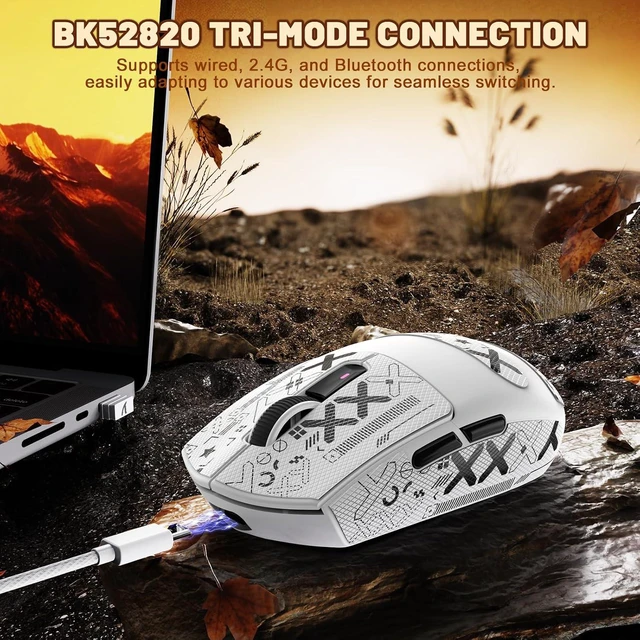 Alt view image 2 of 7 - Attack Shark G3 Ultralight 59g Wireless Gaming Mouse-White+Tape