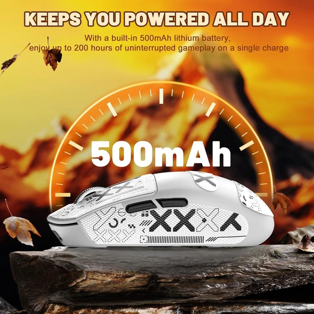 Alt view image 7 of 7 - Attack Shark G3 Ultralight 59g Wireless Gaming Mouse-White+Tape