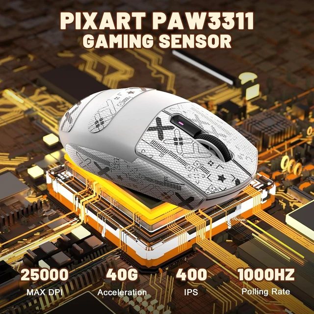 Alt view image 5 of 7 - Attack Shark G3 Ultralight 59g Wireless Gaming Mouse-White+Tape