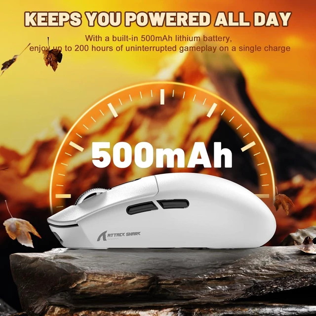 Alt view image 7 of 7 - Attack Shark G3 Ultralight 59g Wireless Gaming Mouse-White