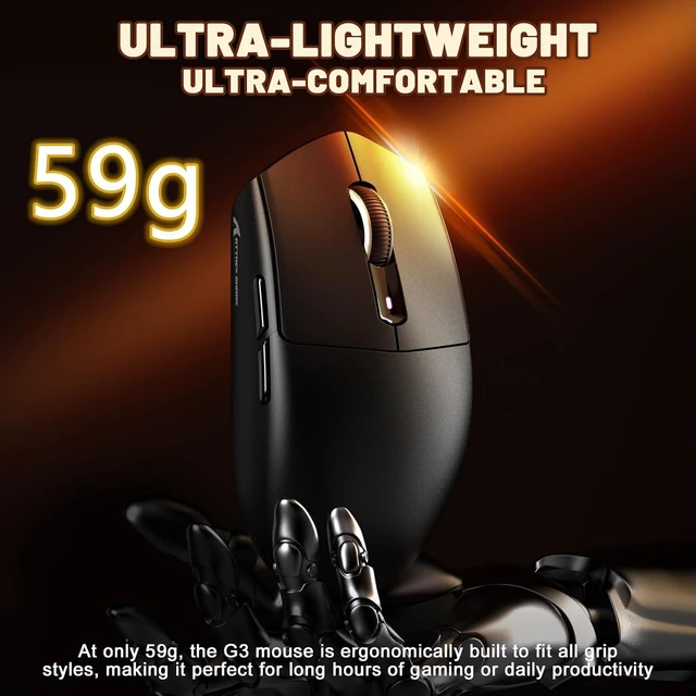 Alt view image 4 of 7 - Attack Shark G3 Ultralight 59g Wireless Gaming Mouse-Black