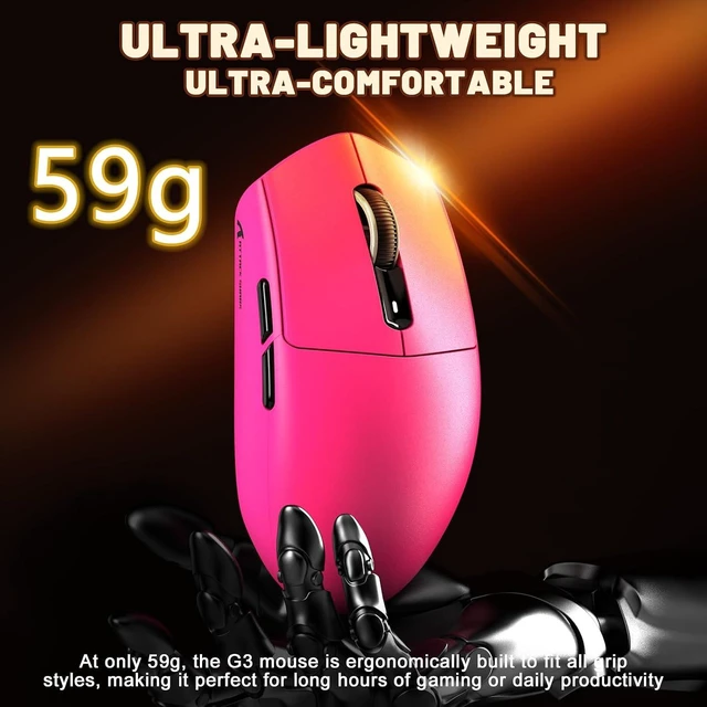 Alt view image 4 of 7 - Attack Shark G3 Ultralight 59g Wireless Gaming Mouse-Red