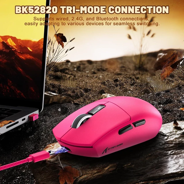 Alt view image 2 of 7 - Attack Shark G3 Ultralight 59g Wireless Gaming Mouse-Red