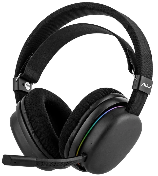 Main image of Aula G7 Wireless Gaming Headset for PS4/PS5/PC/Switch, Over-Ear Headphones with Detachable Noise Canceling Mic, RGB, Surround Sound, 60H Battery, 2.4GHz/BT/Wired (Black)