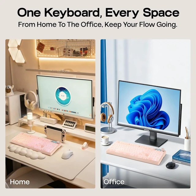 Alt view image 7 of 7 - M98 Silent Office Keyboard with Number Pad, 3 Modes Wireless