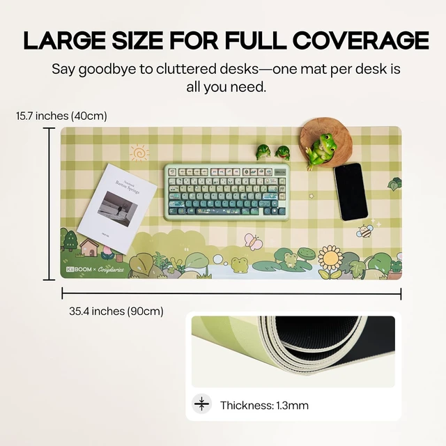 Alt view image 4 of 7 - X Cosydiaries Rainy Froggy Day Desk Mat, Non-Slip, 35.4 x 15.7