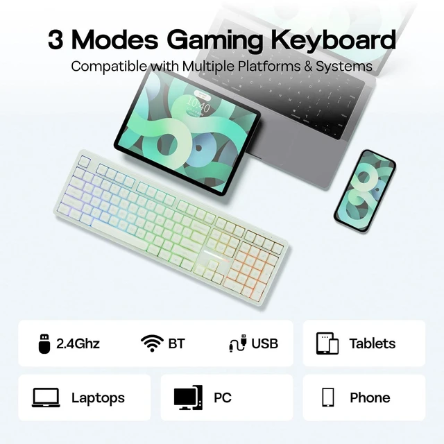 Alt view image 6 of 7 - M108 100% Full Size Silent Office Keyboard with Number Pad