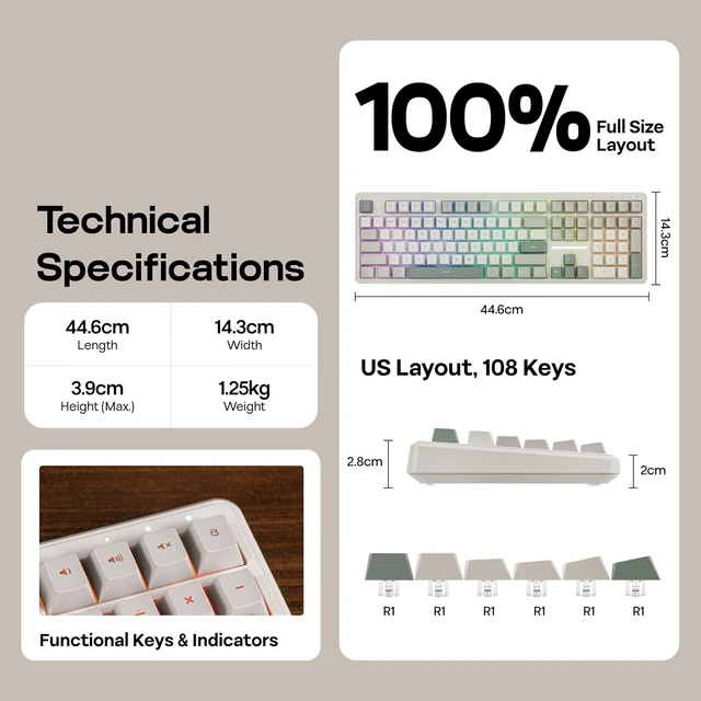 Alt view image 7 of 7 - M108 100% Full Size Silent Office Keyboard with Number Pad