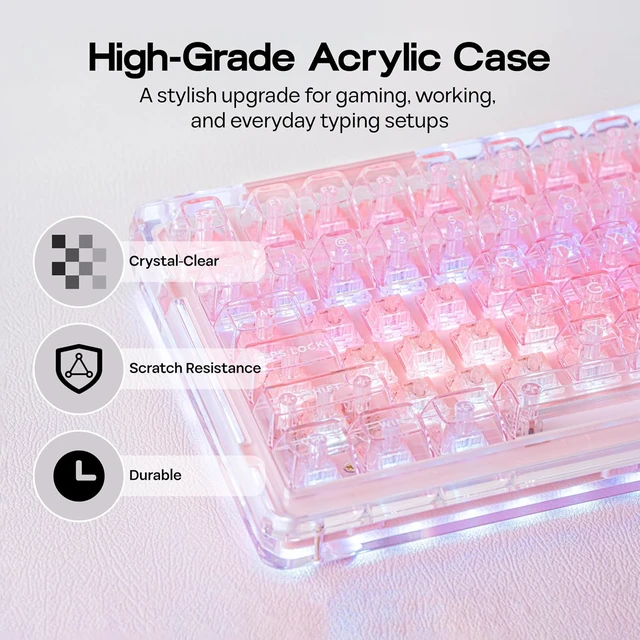 Alt view image 4 of 7 - Phantom 98 Crystal Mechanical Gaming Keyboard, Shine Through Keycap