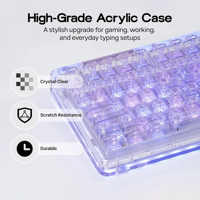 Alt view image 4 of 7 - Phantom 98 Crystal Mechanical Gaming Keyboard, Shine Through Keycap