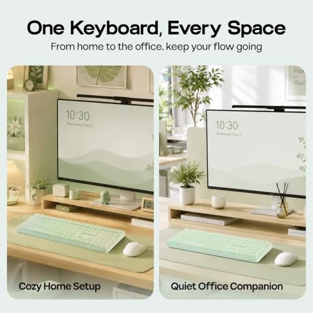 Alt view image 4 of 7 - M108 100% Full Size Silent Office Keyboard with Rainy Froggy Day Desk Mat
