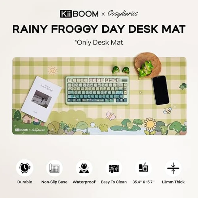 Alt view image 6 of 7 - M108 100% Full Size Silent Office Keyboard with Rainy Froggy Day Desk Mat
