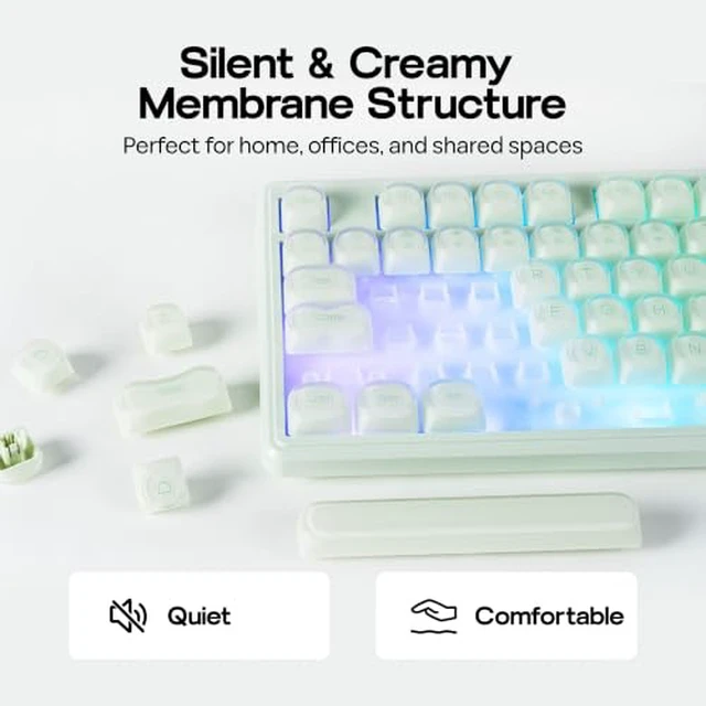 Alt view image 5 of 7 - M108 100% Full Size Silent Office Keyboard with Rainy Froggy Day Desk Mat
