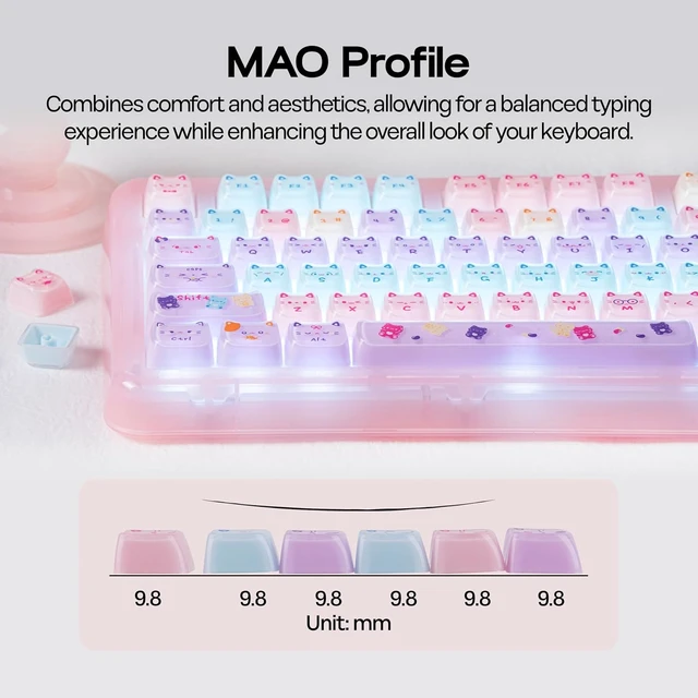 Alt view image 5 of 7 - Cute Cat Keycaps Set, Mao Profile, Cat Shape
