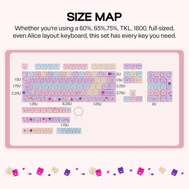 Alt view image 7 of 7 - Cute Cat Keycaps Set, Mao Profile, Cat Shape