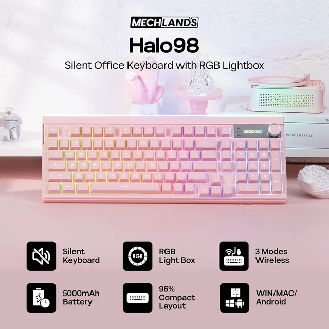 Alt view image 2 of 7 - Halo98 Silent Office Keyboard with G7 Gaming Headset