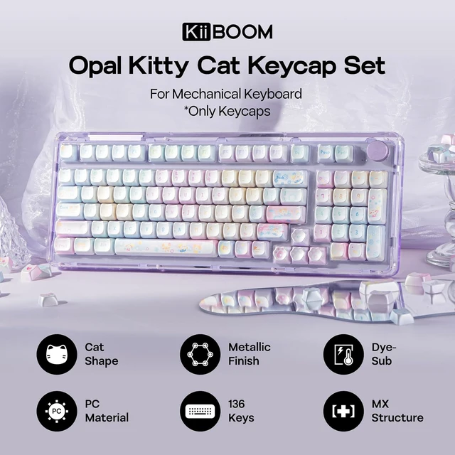 Alt view image 2 of 7 - Cute Cat Keycaps Set, Mao Profile, Cat Shape