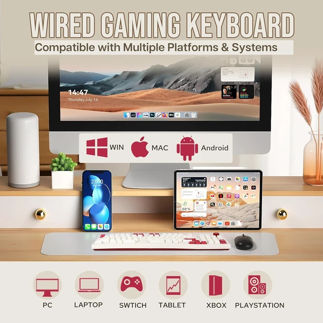 Alt view image 3 of 7 - Feker Alice98 Ergonomic 98 Keys Custom Mechanical Keyboard AJAZZ AJ139 V2 MC Gaming Mouse with Charging Base