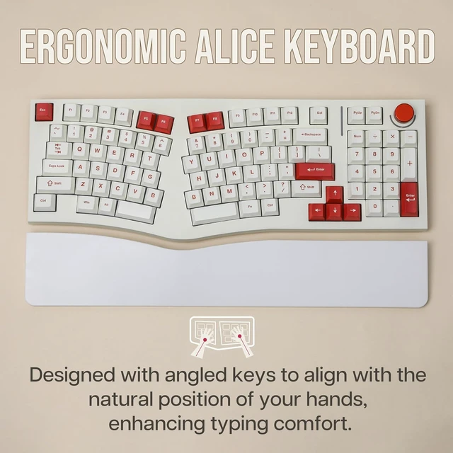 Alt view image 4 of 7 - Feker Alice98 Ergonomic 98 Keys Custom Mechanical Keyboard AJAZZ AJ139 V2 MC Gaming Mouse with Charging Base