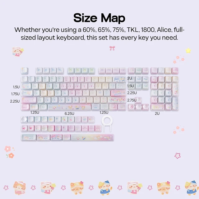 Alt view image 7 of 7 - Cute Cat Keycaps Set, Mao Profile, Cat Shape