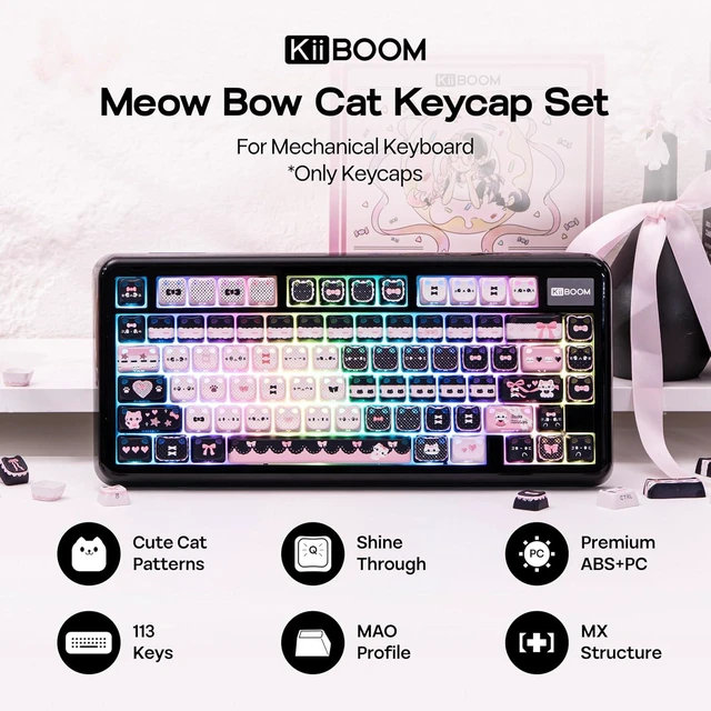 Alt view image 2 of 7 - Cute Cat Keycaps Set, Mao Profile, Cat Shape