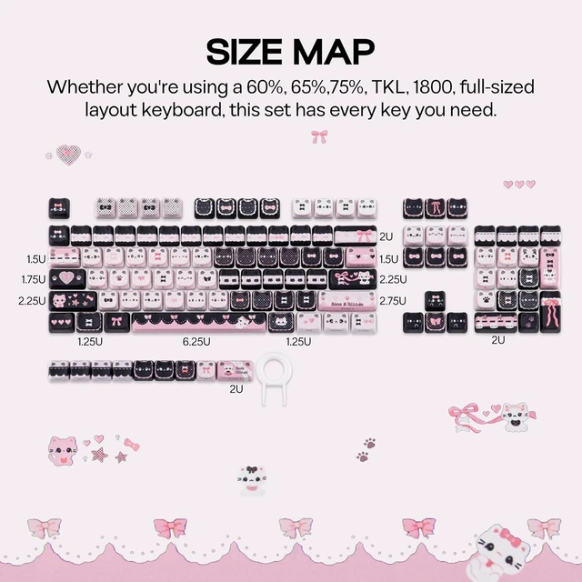 Alt view image 5 of 7 - Cute Cat Keycaps Set, Mao Profile, Cat Shape