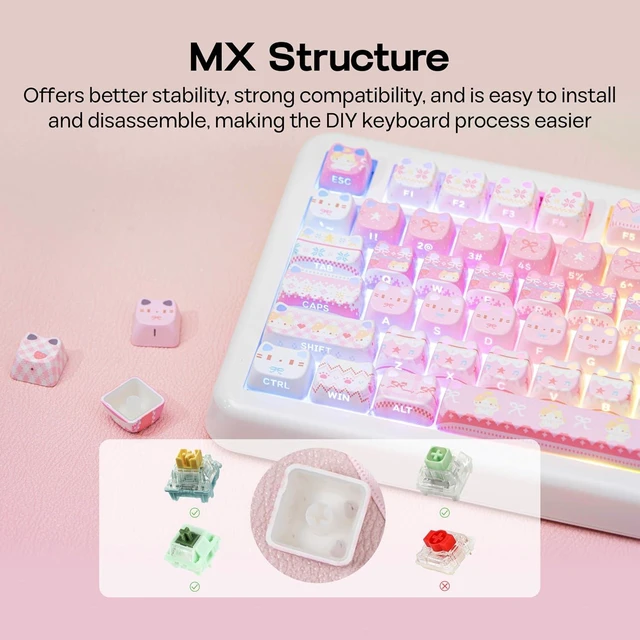 Alt view image 4 of 7 - Cute Cat Keycaps Set, Mao Profile, Cat Shape