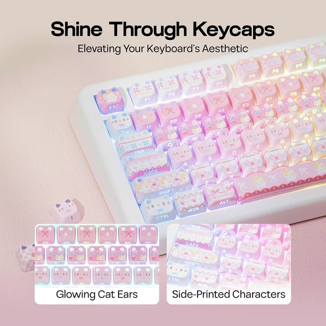 Alt view image 3 of 7 - Cute Cat Keycaps Set, Mao Profile, Cat Shape