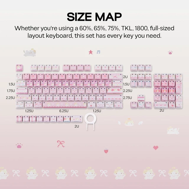 Alt view image 5 of 7 - Cute Cat Keycaps Set, Mao Profile, Cat Shape